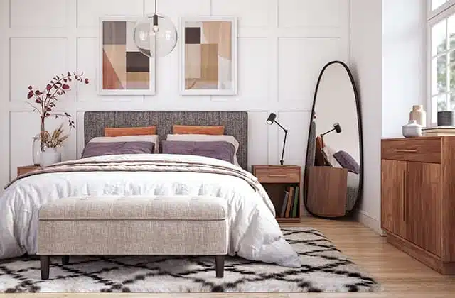 Chambre moderne avec meubles inflammables