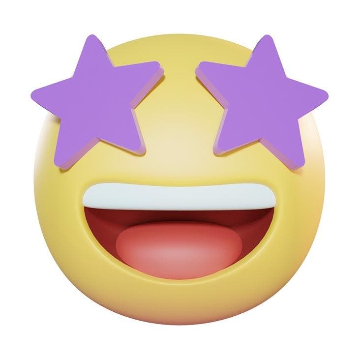 Emoji avec des étoiles aux yeux 