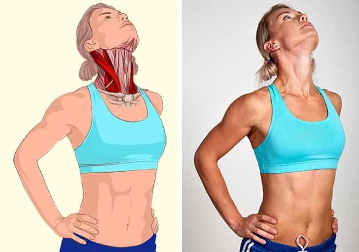 Étirement des muscles antérieurs du cou