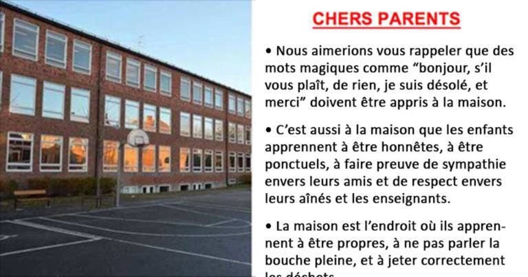 Une école souhaite que les parents prennent leurs responsabilités