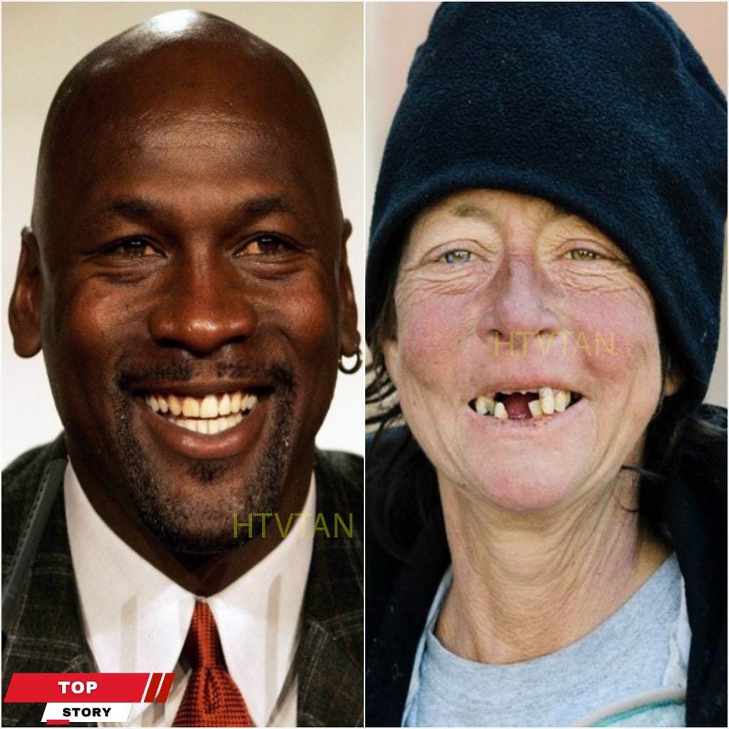 Michael Jordan en conversation avec une femme dans une gare