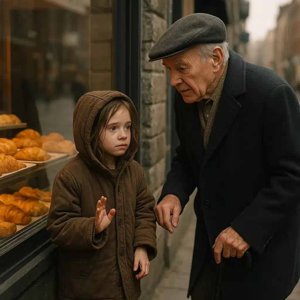 Vieil homme contemplatif dans un café