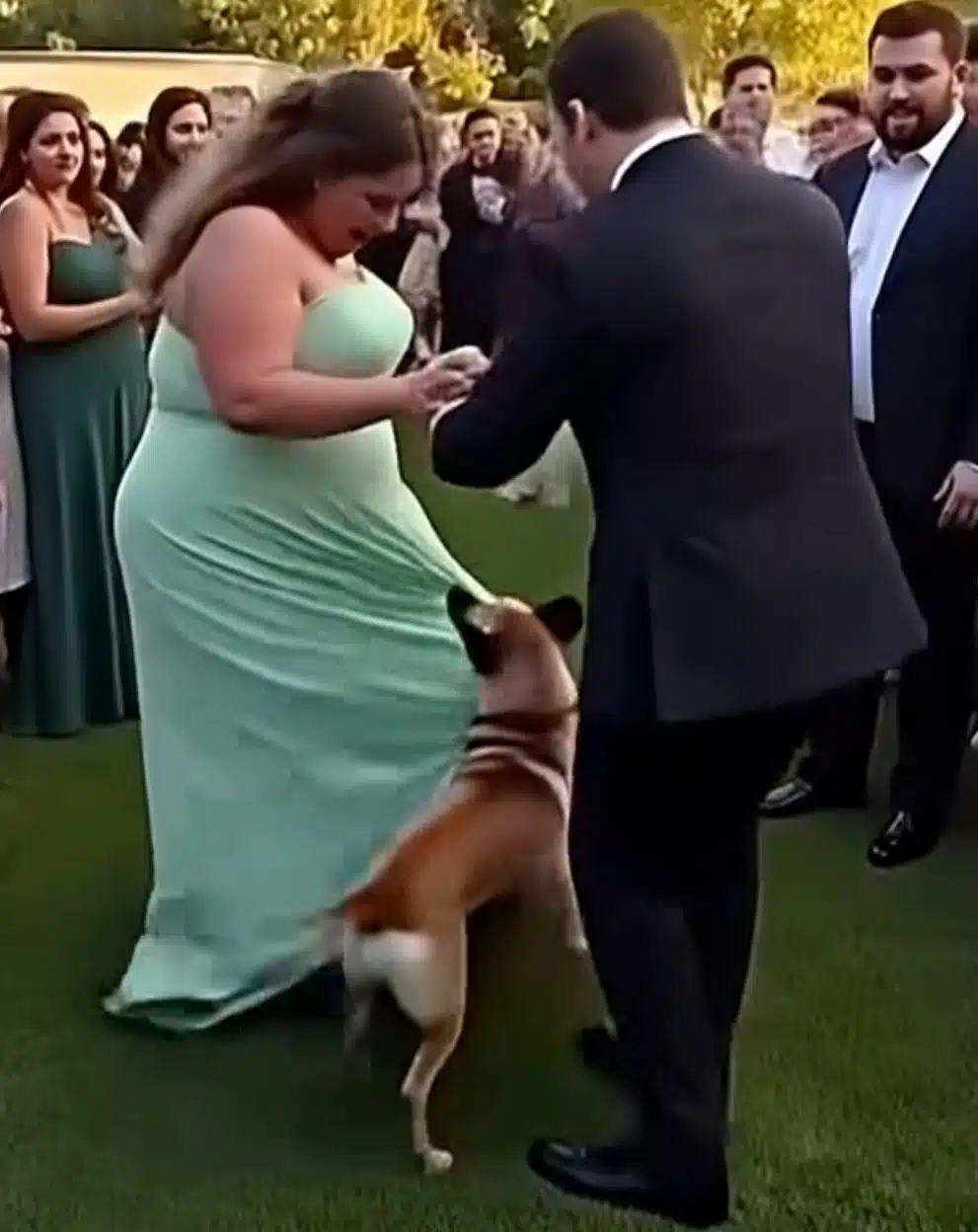 Mariée et son chien lors du mariage