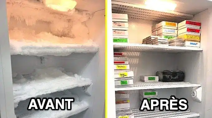 Congélateur recouvert d'une épaisse couche de givre
