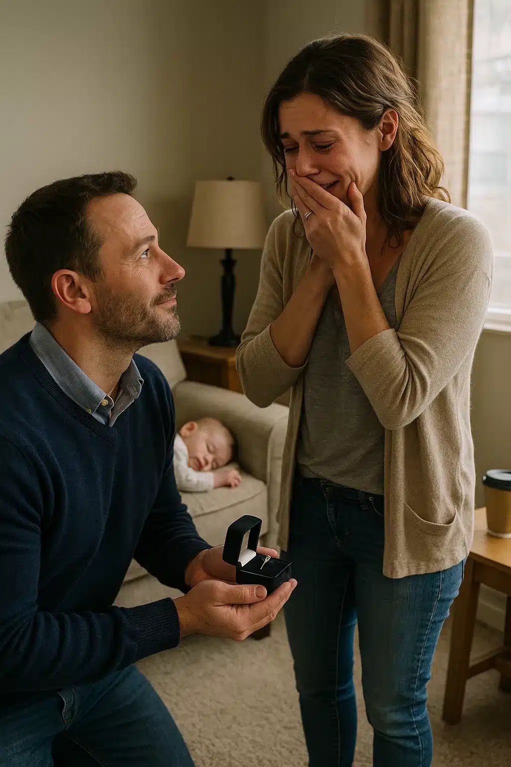 Scène de demande en mariage émouvante