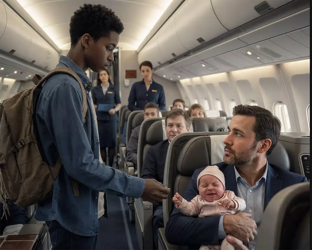 Intérieur d'un avion montrant la séparation entre les classes