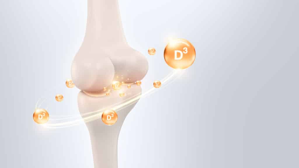 Représentation 3D de la vitamine D3 et de la santé osseuse