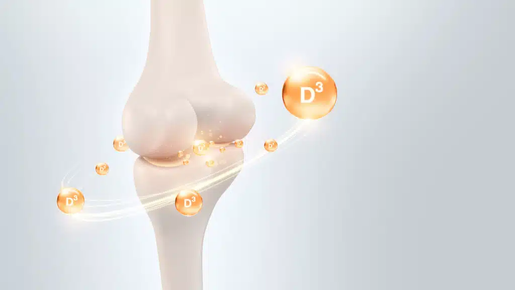 Représentation 3D de la vitamine D3 et de la santé osseuse