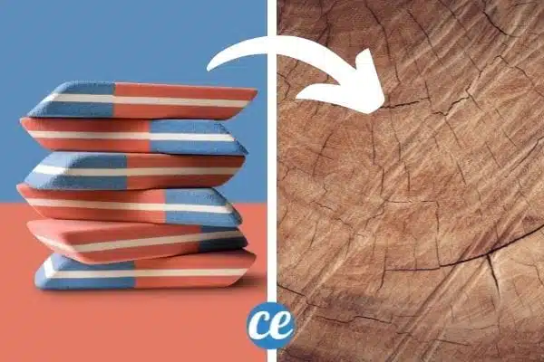Gomme bleue utilisée sur du bois