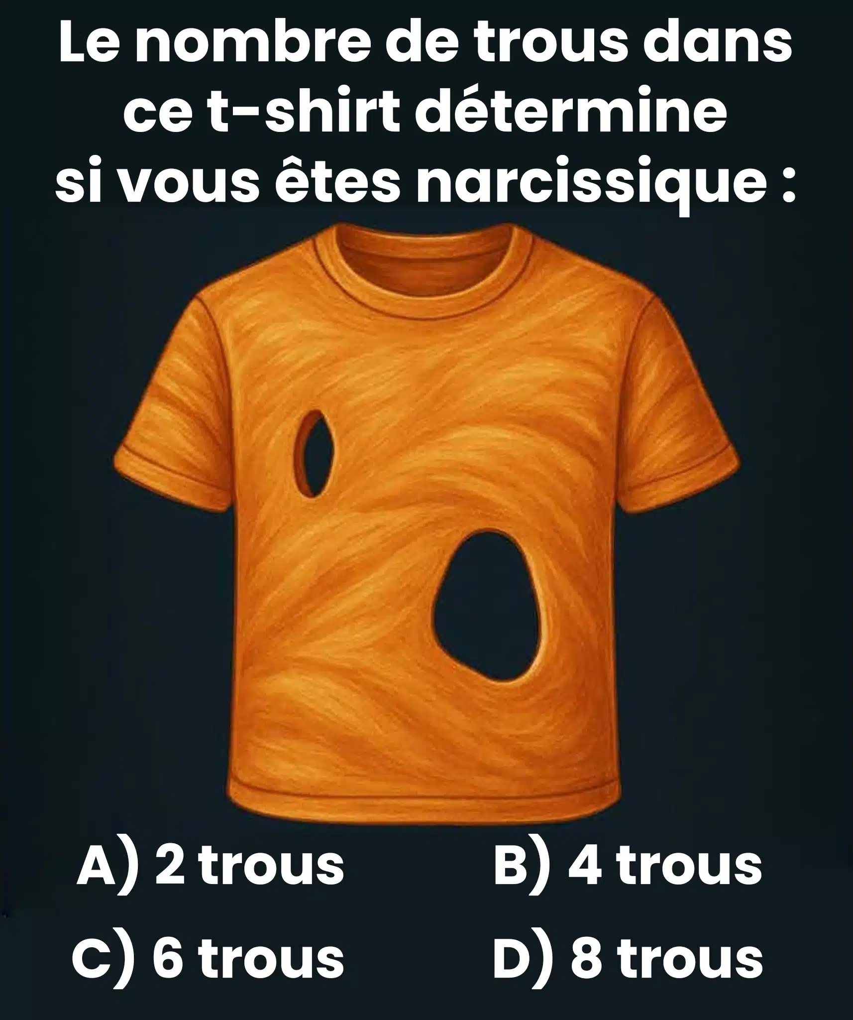Le nombre de trous que vous voyez sur ce t-shirt révèle si vous êtes narcissique