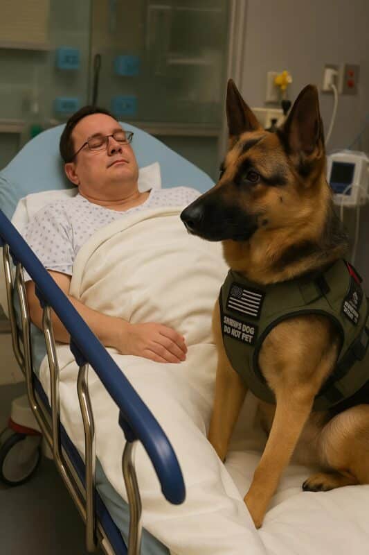 Berger allemand veillant sur son maître officier de police