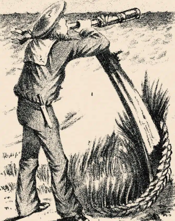 Illusion d'optique montrant un marin avec une longue-vue